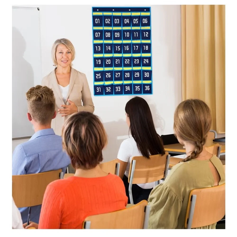 36 Numbered pockets Hanging Organizer for Classroom. 1 Package of 6 ea.Brand New